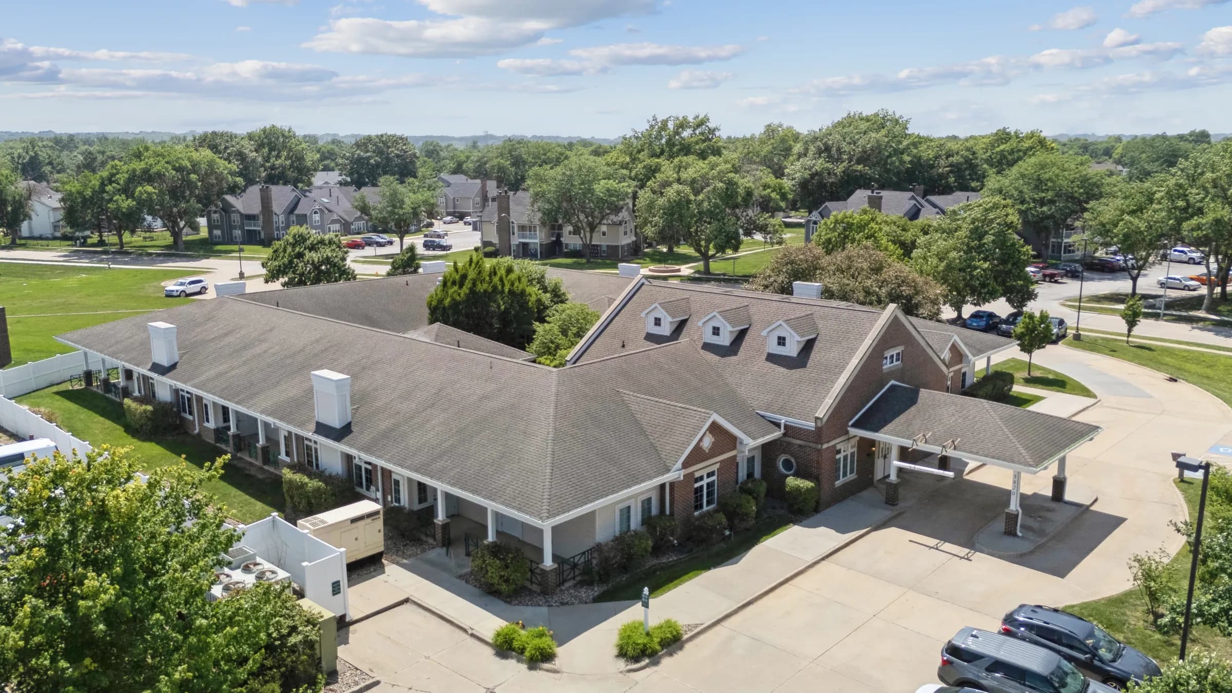 Aerial view of the Des Moines Wellness Center campus in Johnston, Iowa