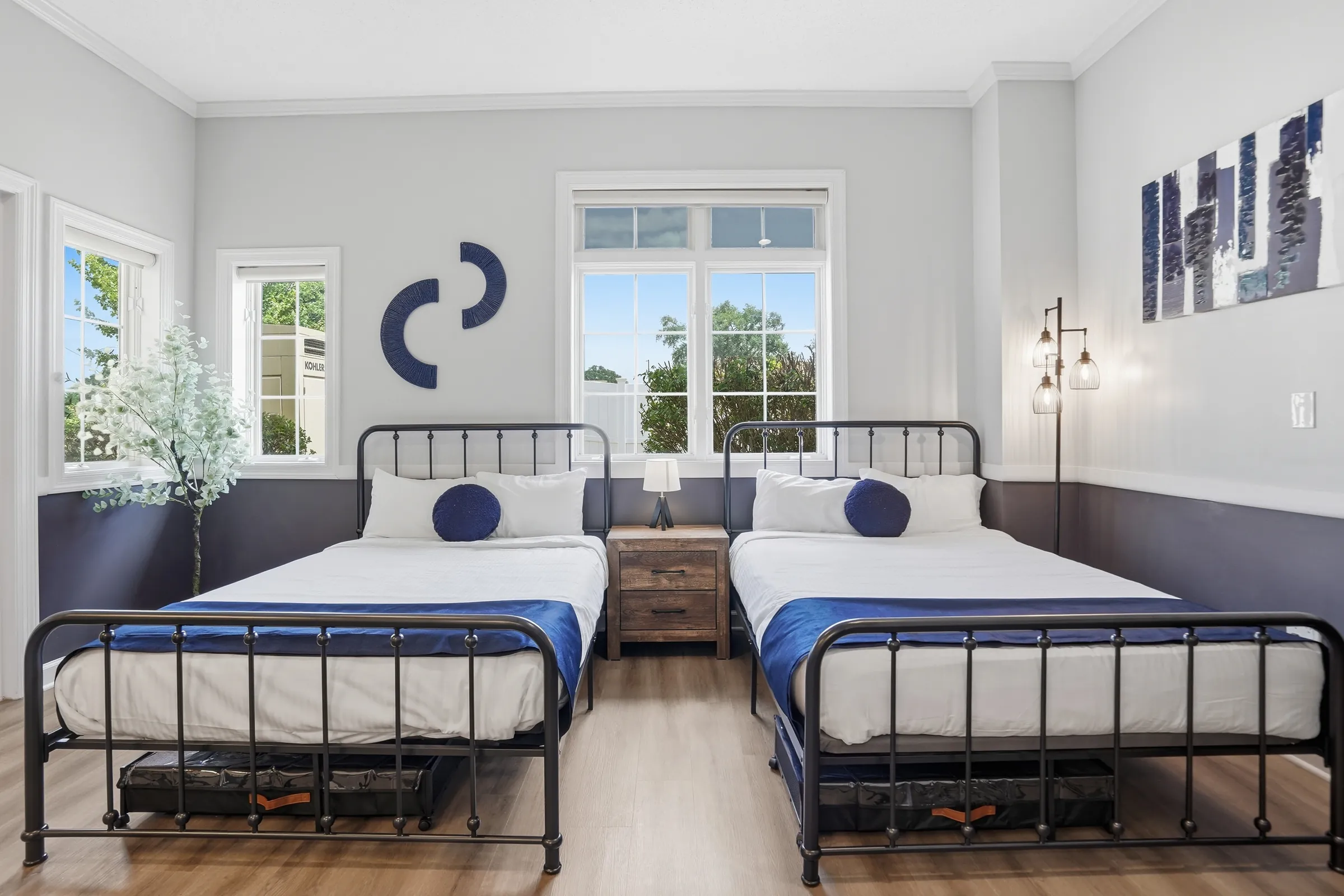 A shared room with garden light