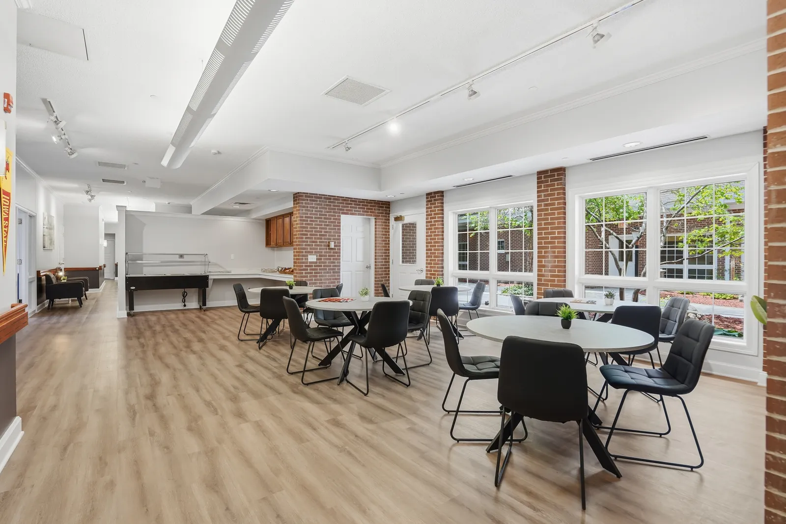 Dining opens onto the recreation room