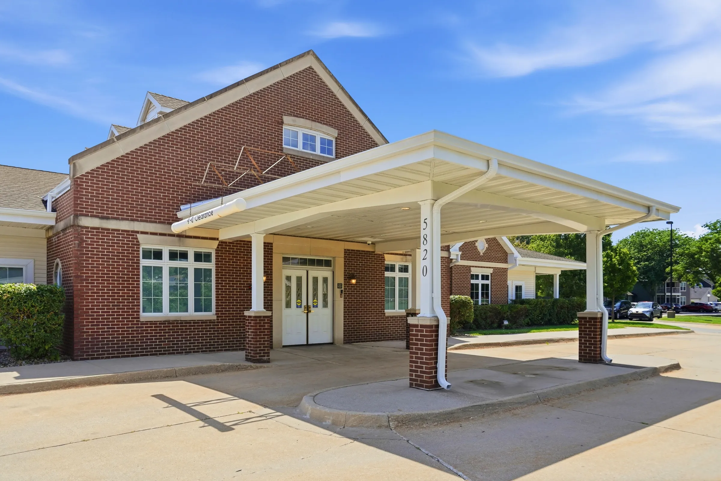 The covered main entrance